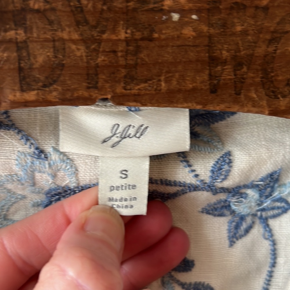 J Jill 100% Linen Floral Embroidered Jacket / Blazer. Size Petite Small. - Picture 2 of 15